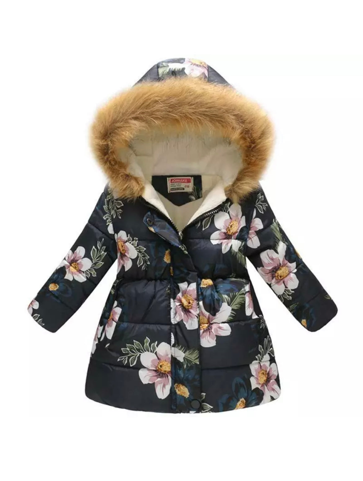 Girls Floral Parka Coat