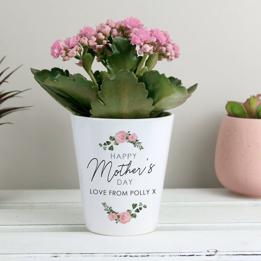 Abstract Rose Happy Mothers Day Plant Pot