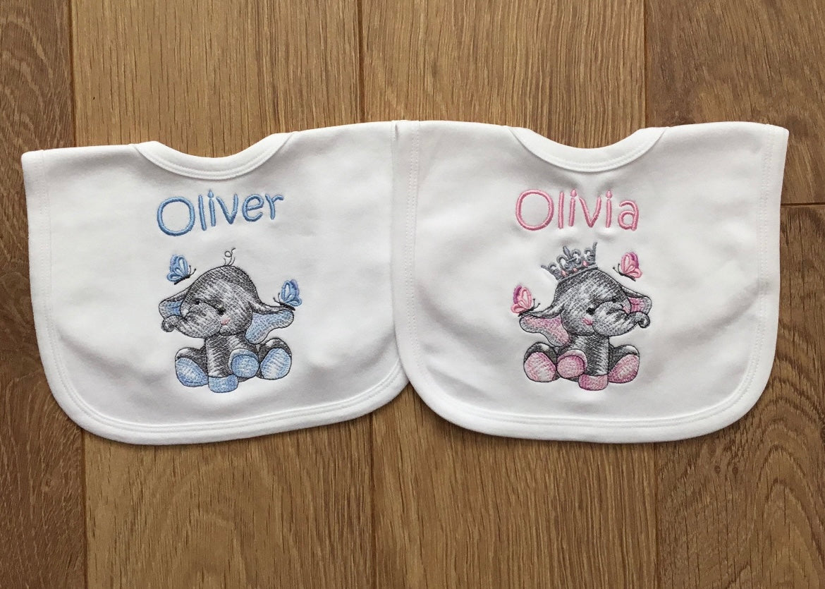 Personalised Elephant Baby Bib