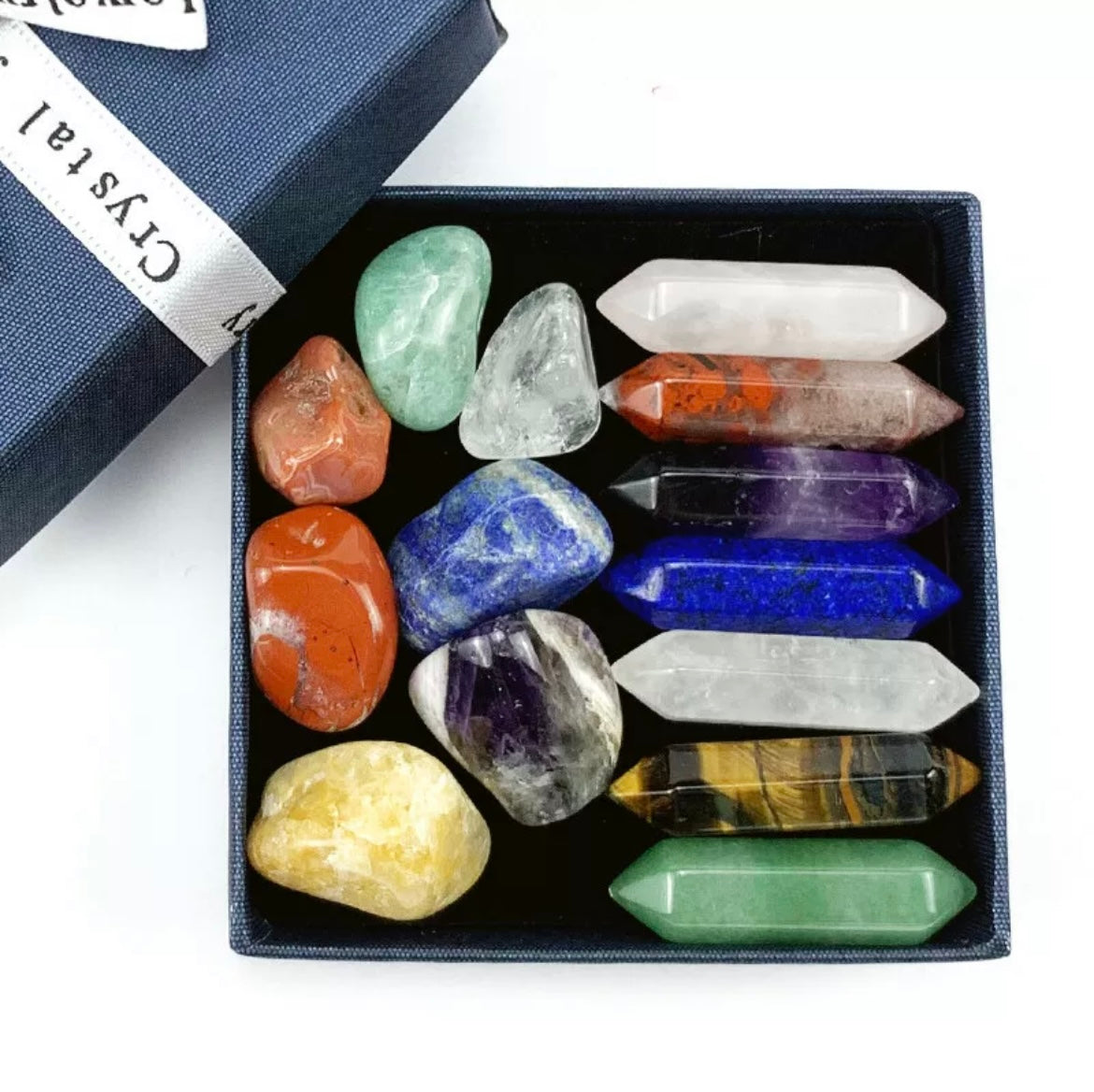 Set Of 14 Natural Crystal Quartz Healing Stones Gift Set