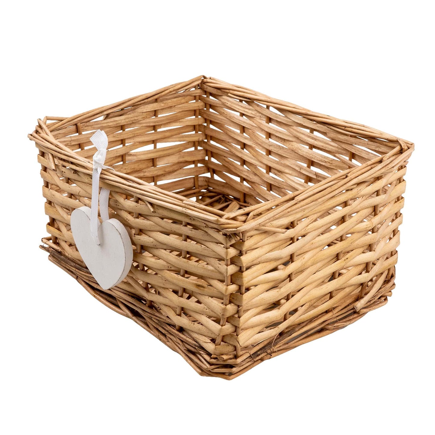 Brown Wicker Basket with White Hanging Heart