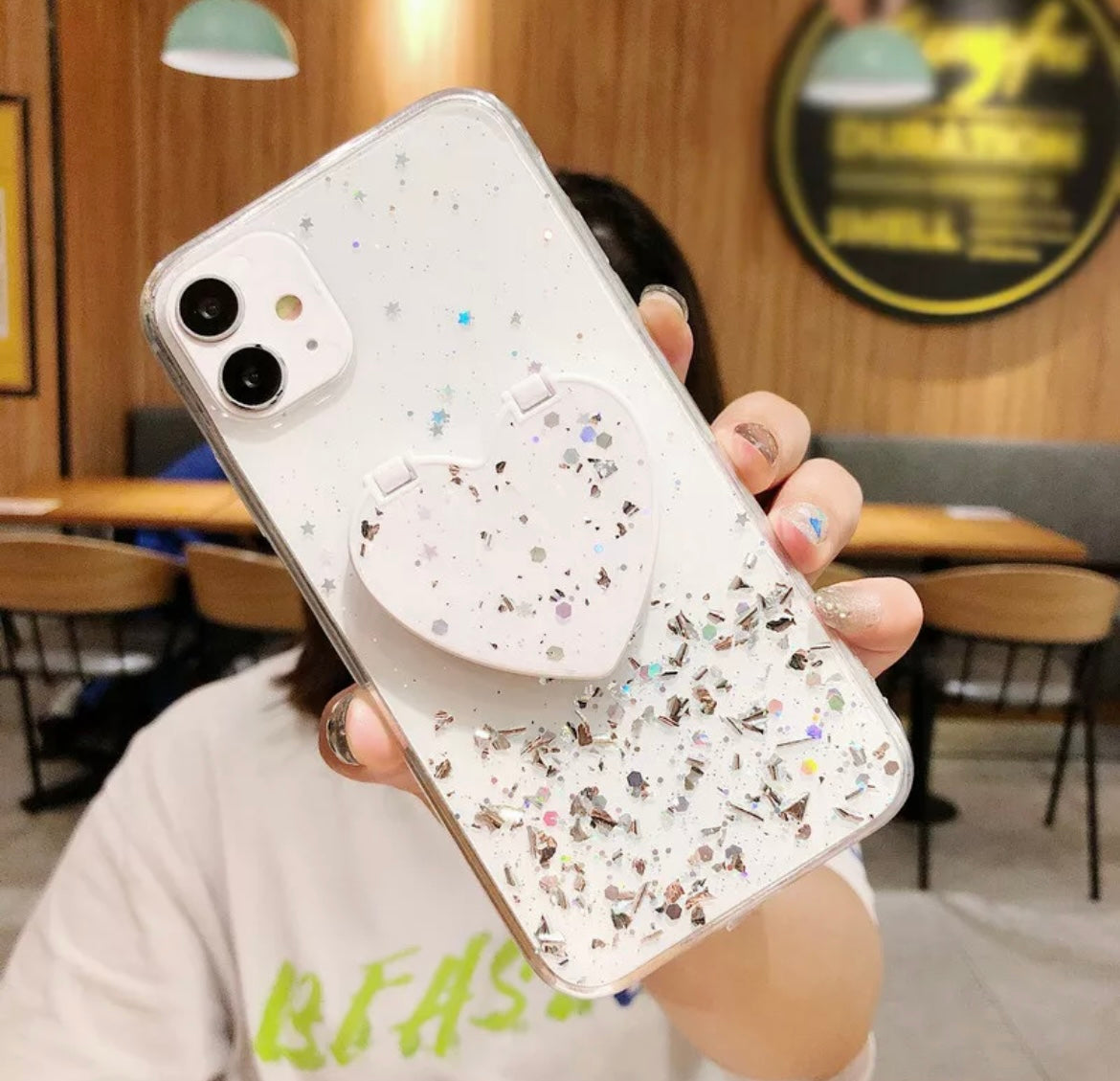 Heart Mirror Pop Socket Bling Gel Case