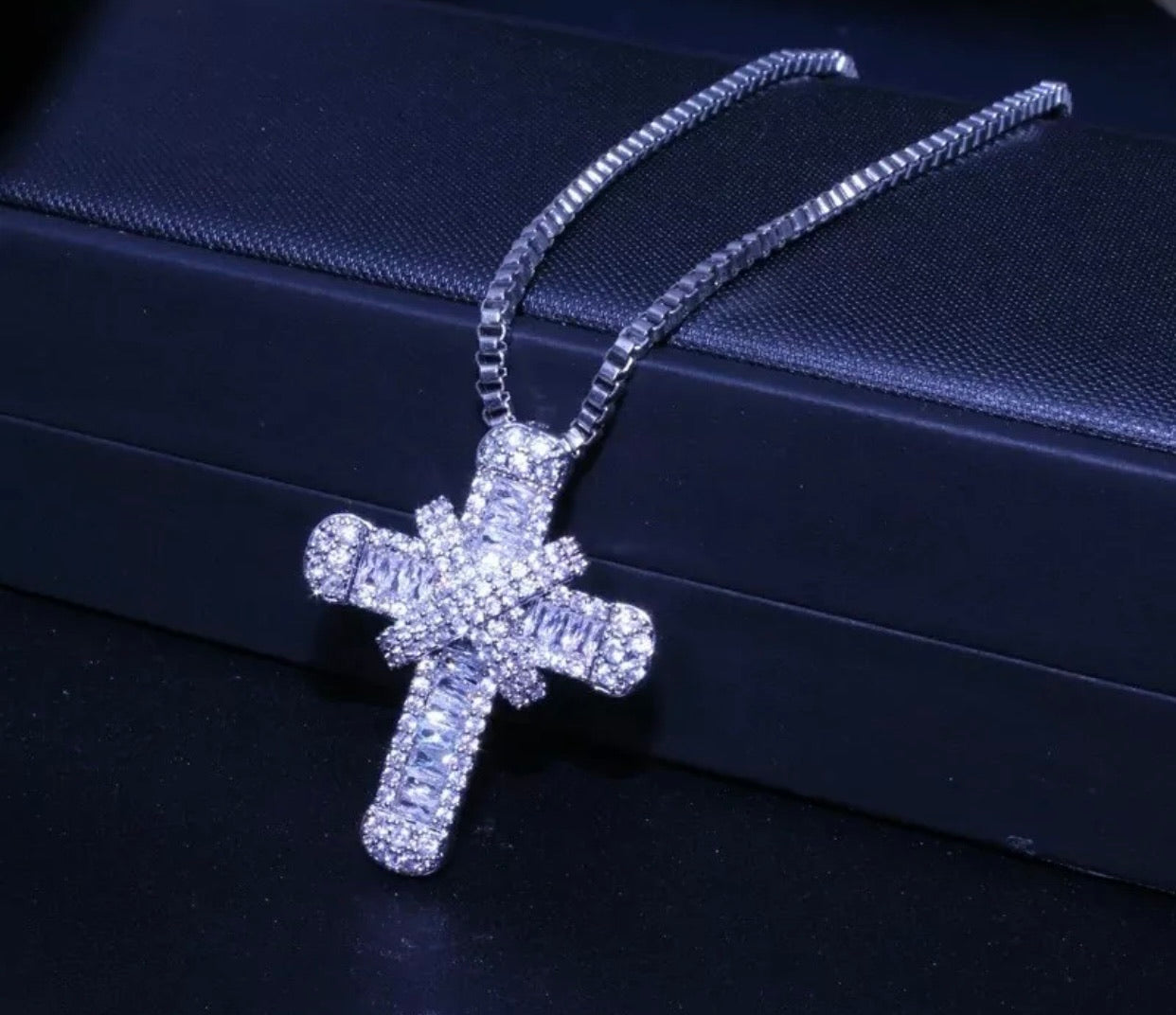 Crystal Cross CZ Pendant Necklace