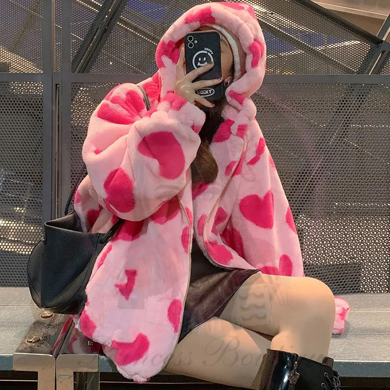 Pink Heart Plush Jacket