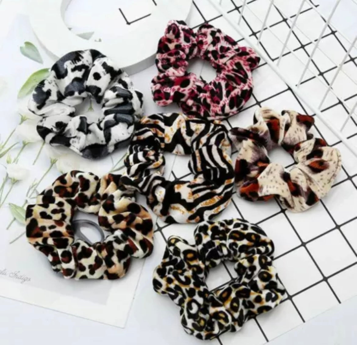 The Leopard Print Collection Velvet Hair Scrunchies