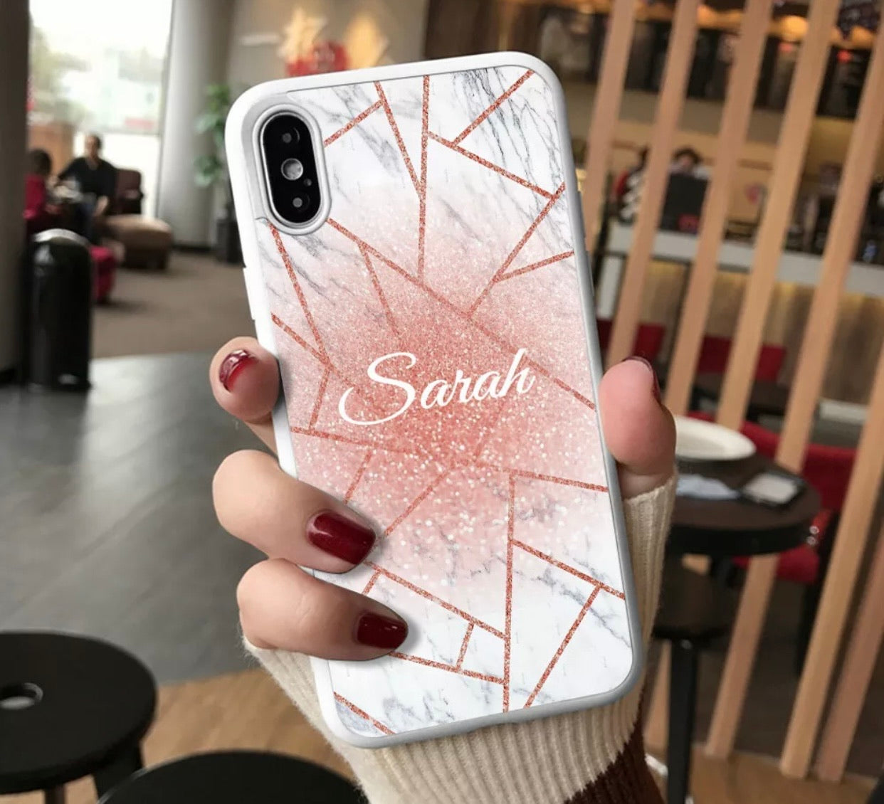 Samsung S20 Marble Geometric Glitter Personalised Phone Case