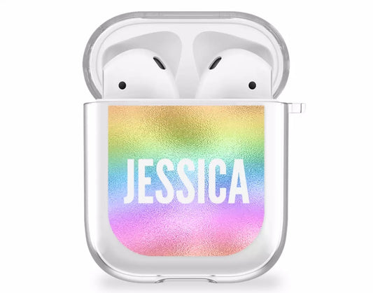 Personalised Rainbow Silicone AirPods Case