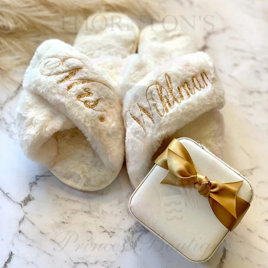 Personalised Fluffy Wedding Slippers