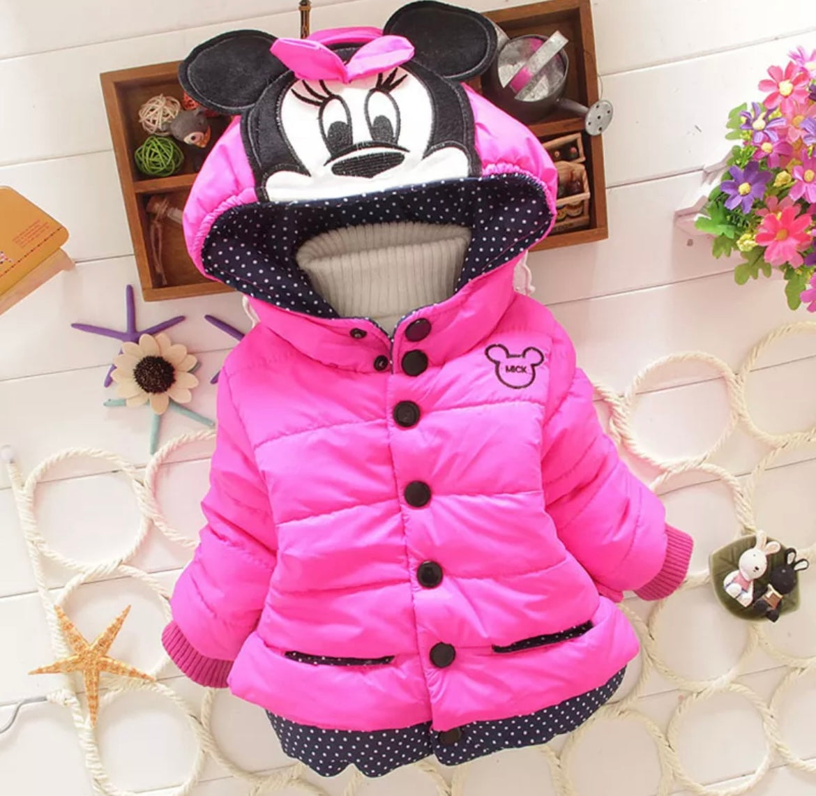 Girls Minnie Mouse Button Front Coats