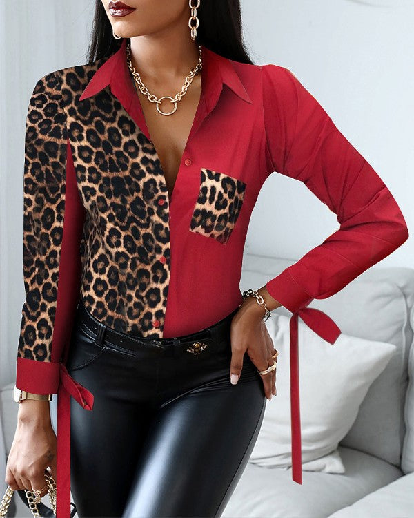 Red & Leopard Print Shirt