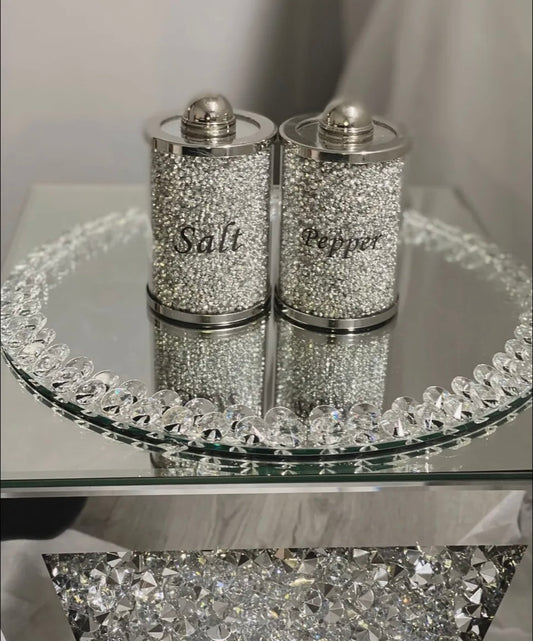 Silver Crushed Diamond Salt & Pepper Shakers