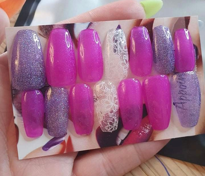 Purple Sparkles Nails