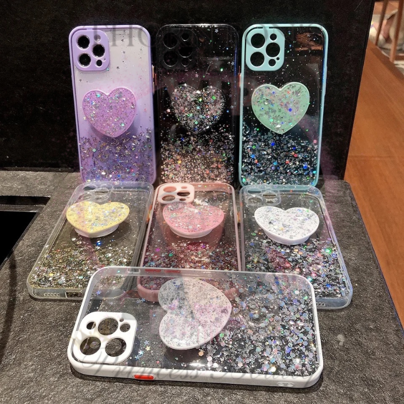 Sparkle Heart Pop Socket Iphone Cases