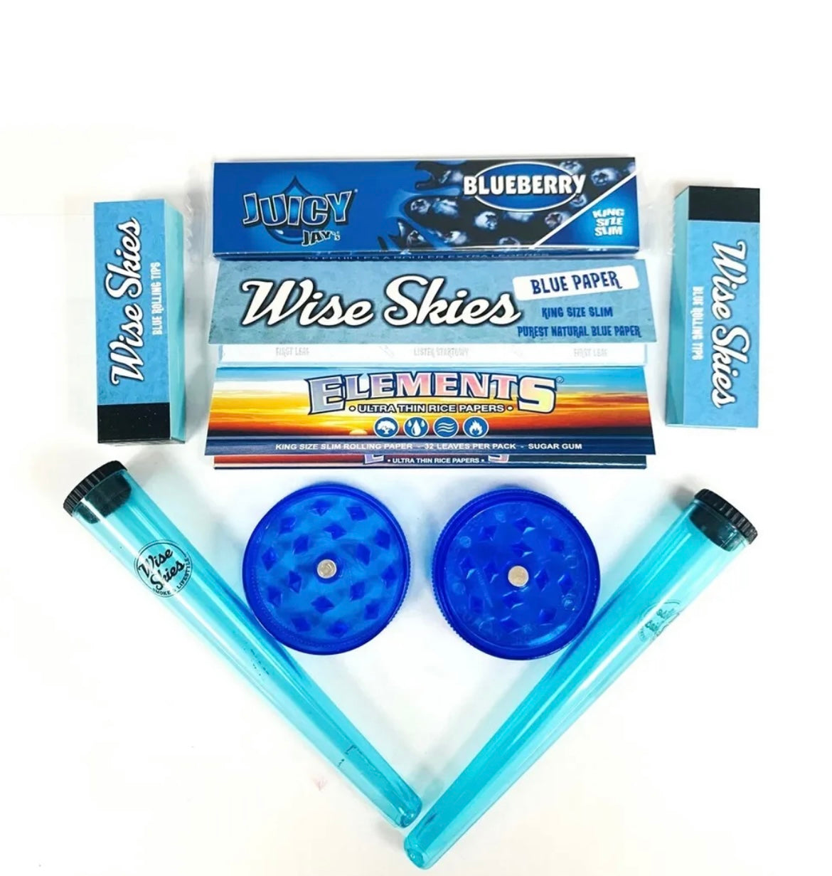 Blue Rolling Paper Smokers Set