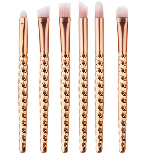 Glowii 6Pcs Rose Gold Pink Eye Make Up Brush Set