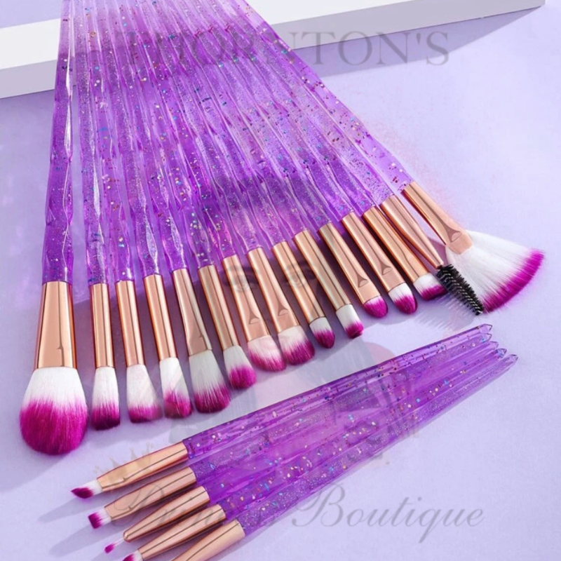 Purple Glitter Handle Make Up Brushes