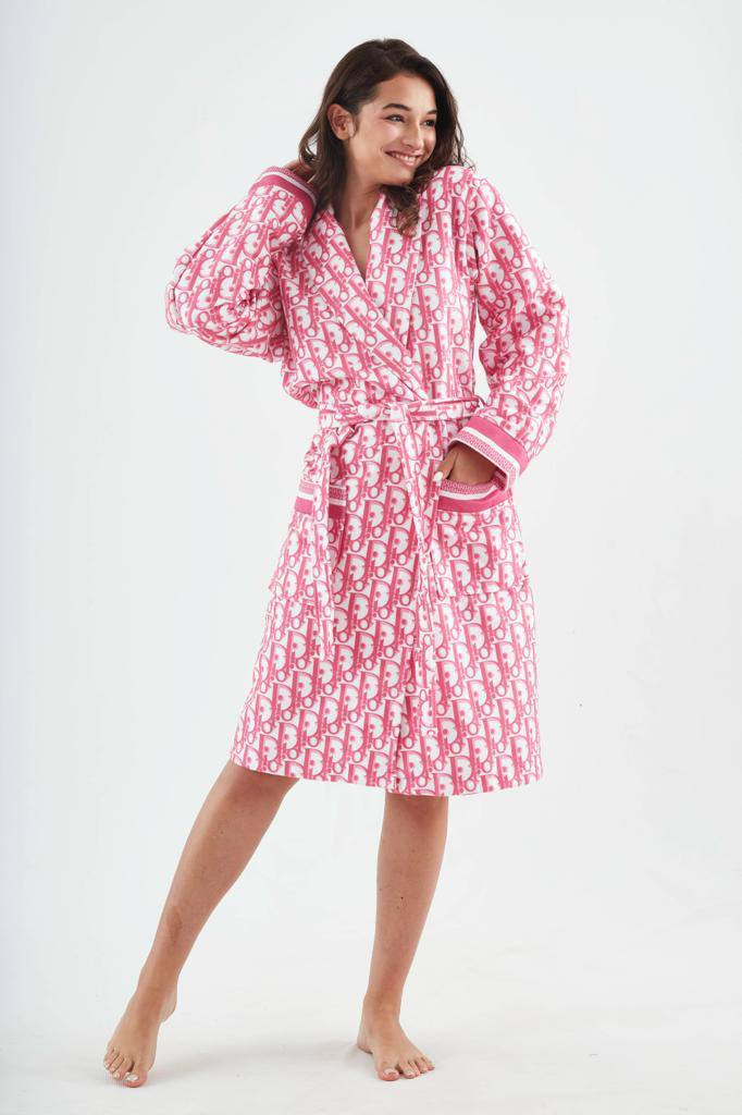 Pink D Graphic Dressing Gown