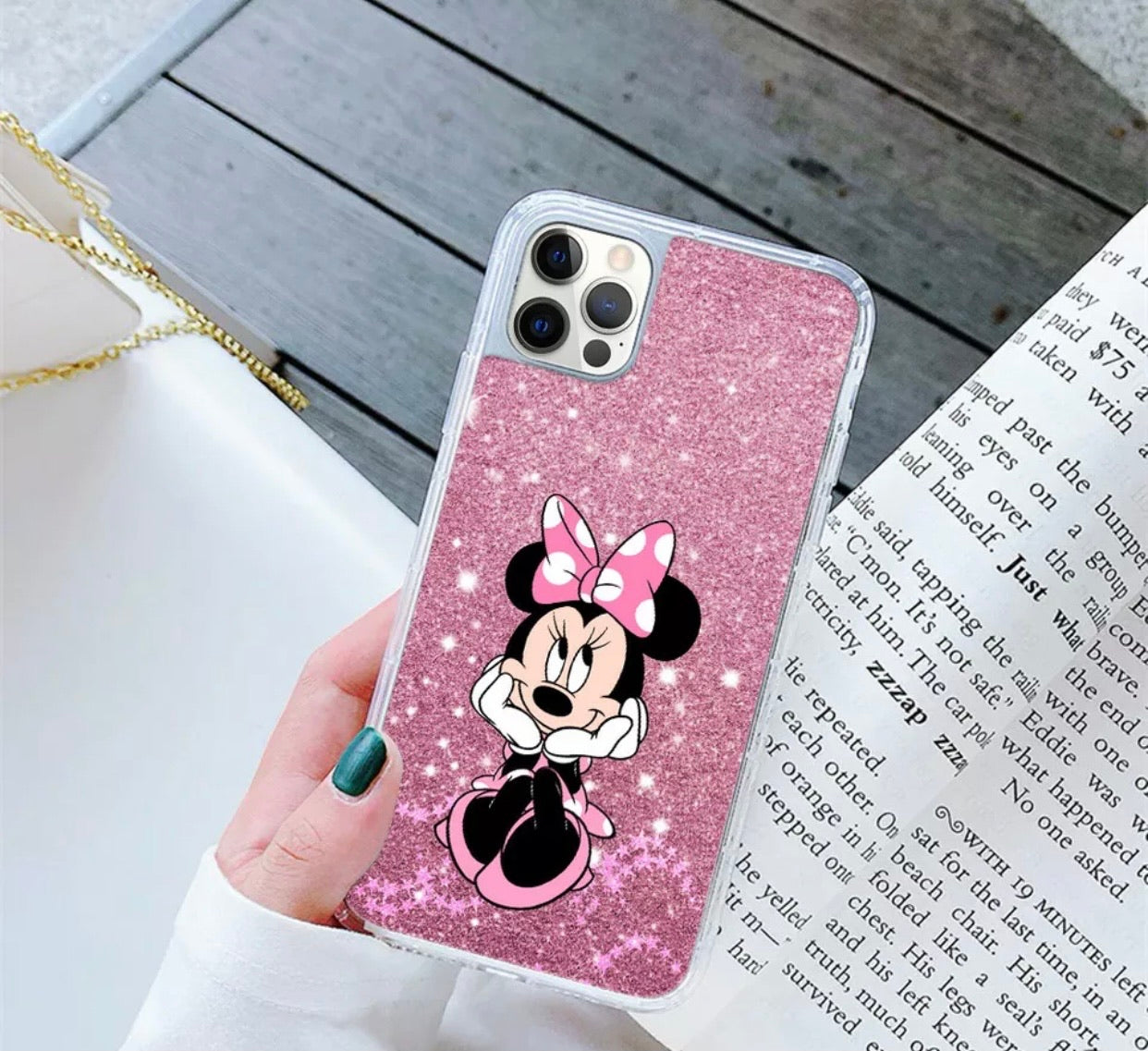 Pink Glitter Minnie Mouse Disney Phone Case