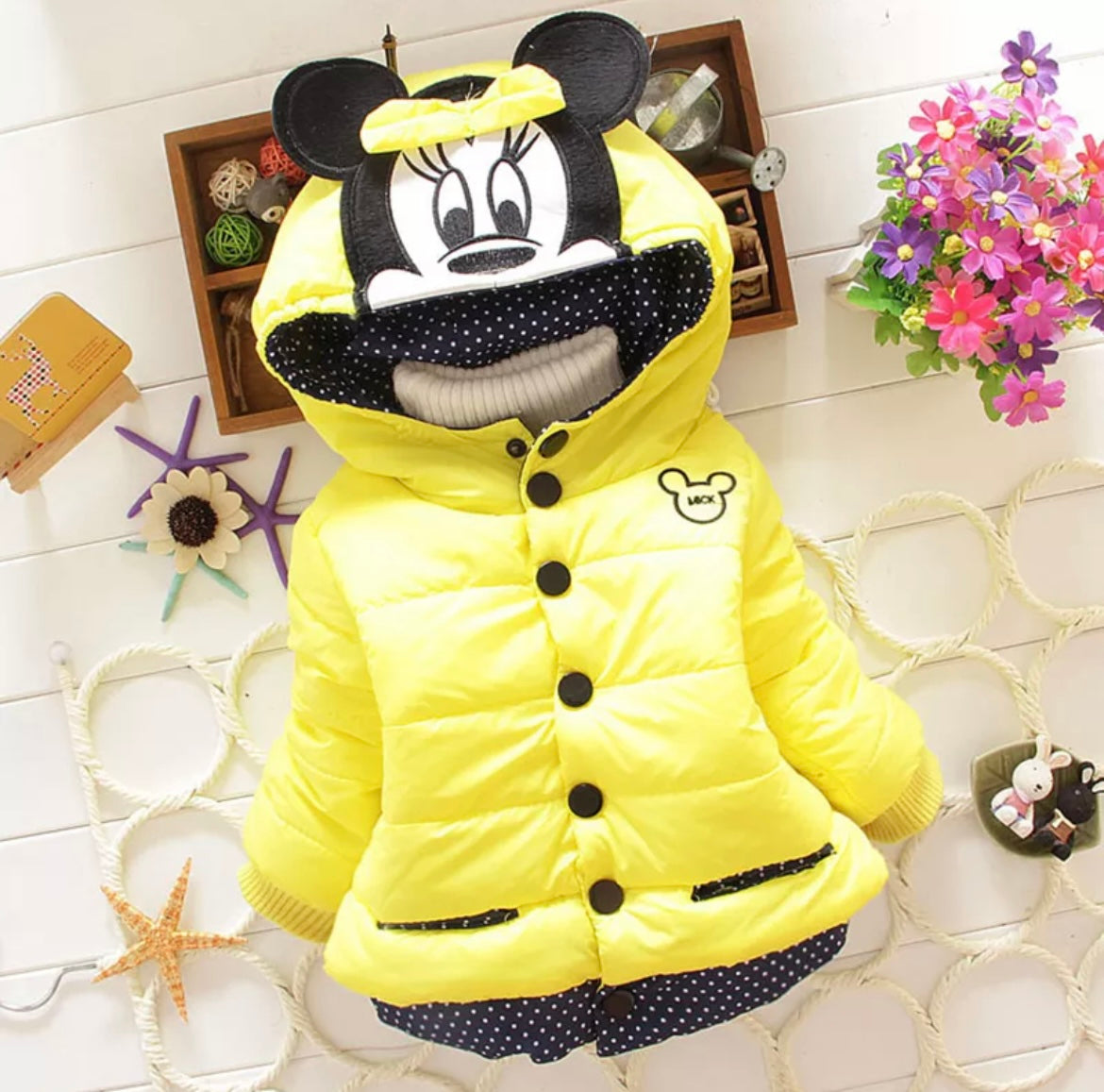 Girls Minnie Mouse Button Front Coats