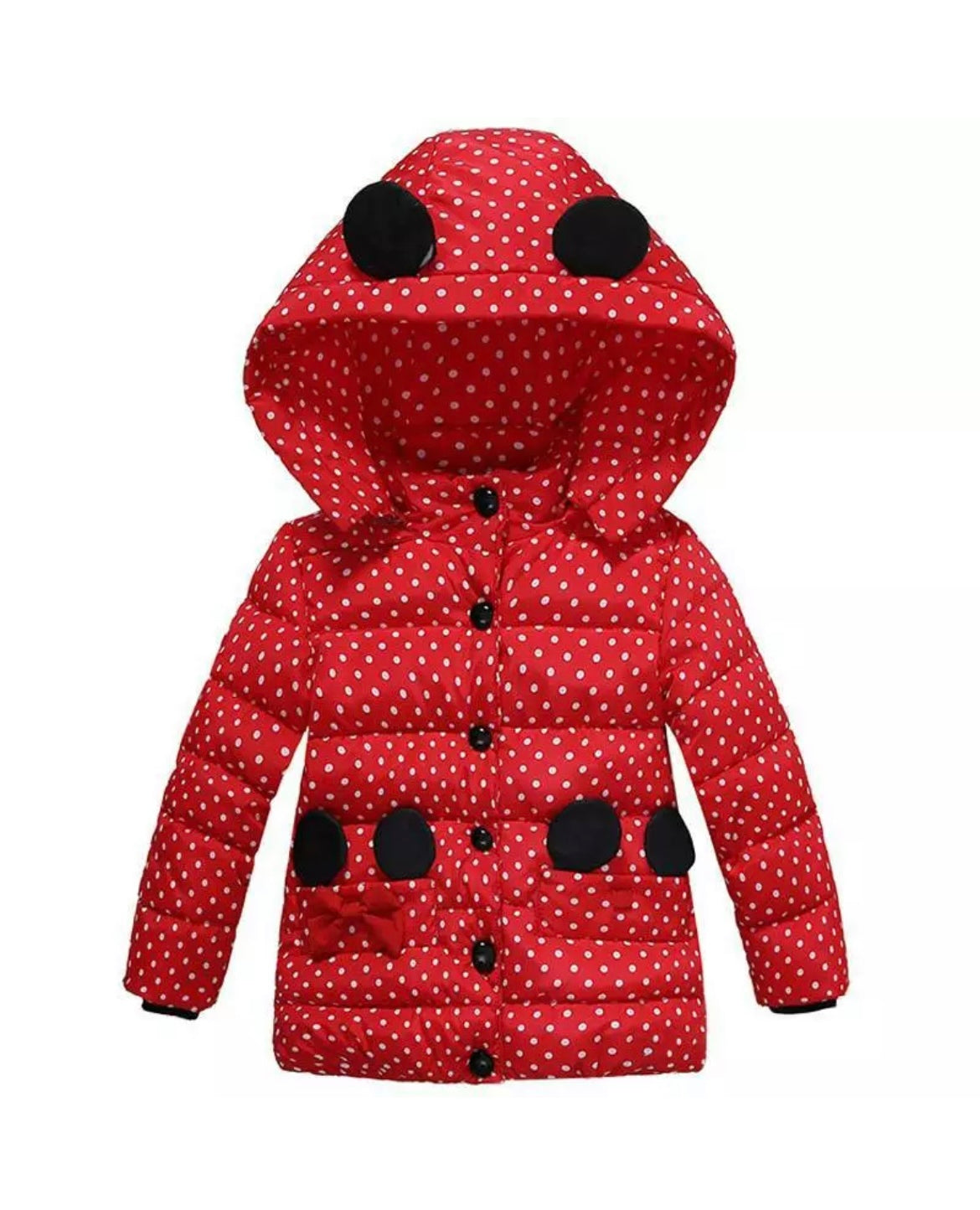 Girls Polka Dot Minnie Mouse Style Coat