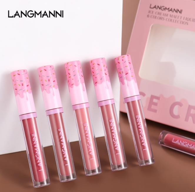 Langmanni Ice Cream 6pcs Matte Liquid Lipstick Gift Set