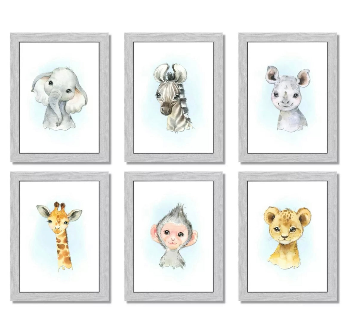 Set Of Six Jungle Safari Animal Prints