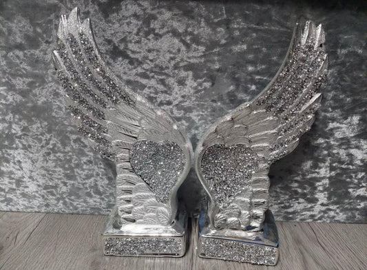 Crushed Diamond Bling Angel Wings Ornament