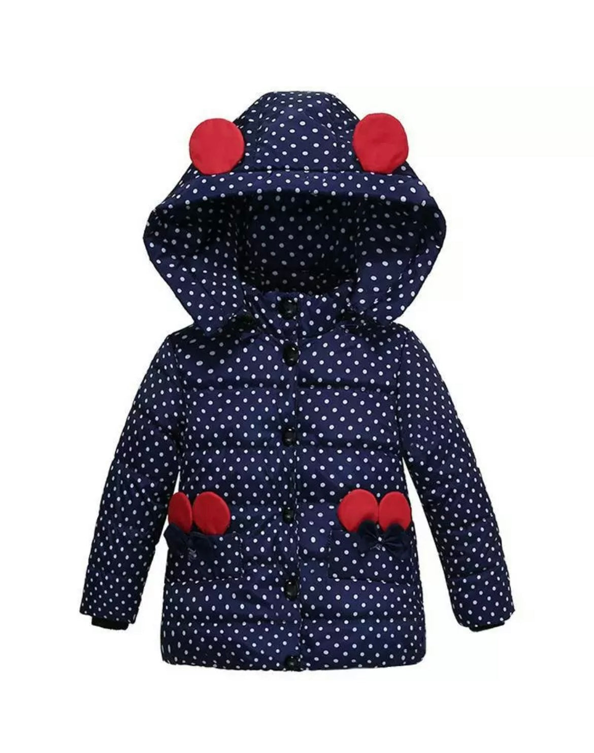 Girls Polka Dot Minnie Mouse Style Coat