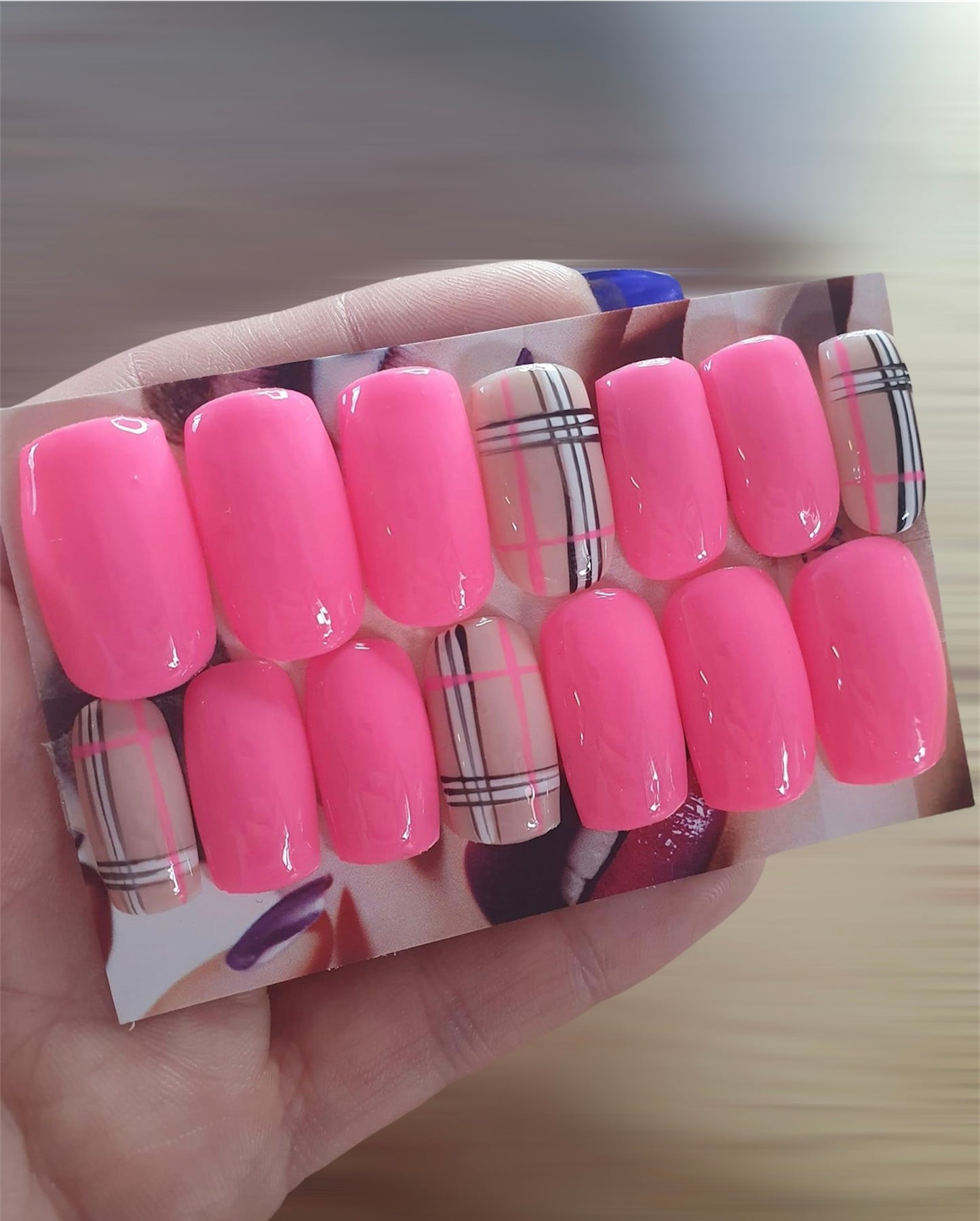 Pink Burberry Inspired Nails