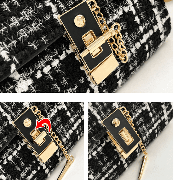 Crossbody Tweed Bag with Chain