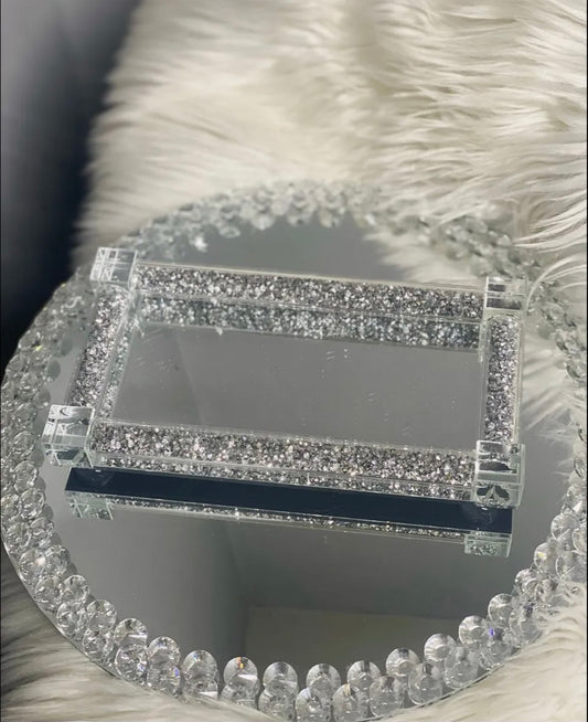 Silver Crushed Diamond Salt & Pepper Tray