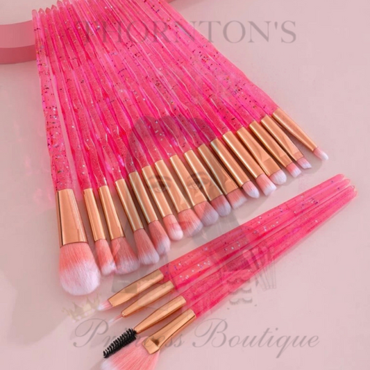 Pink Glitter Handle Make Up Brushes