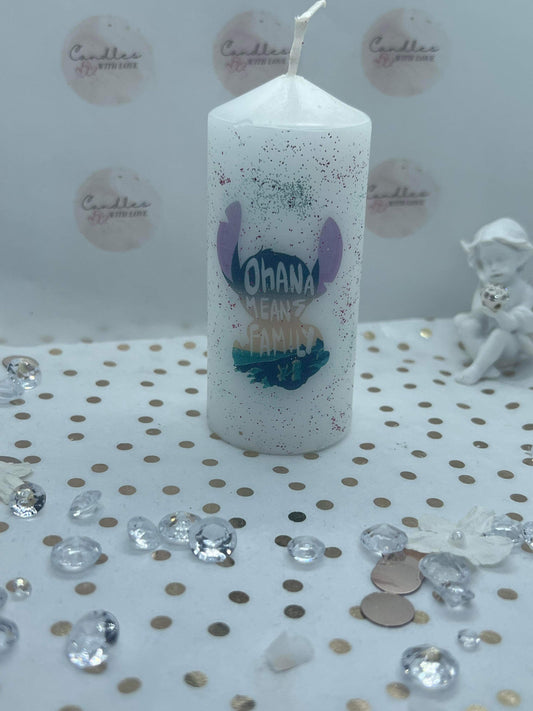 Blue Monster Themed Character Glitter Candle