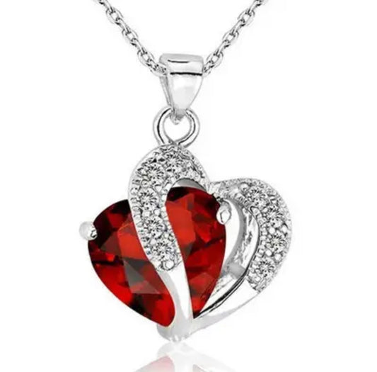 Ruby Heart Gem Necklace