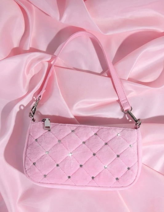 Quilted Rhinestone Square Bag