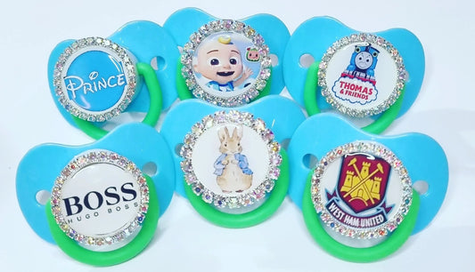 Baby Blue Bling Dummies 0-12 Months - Several Designs