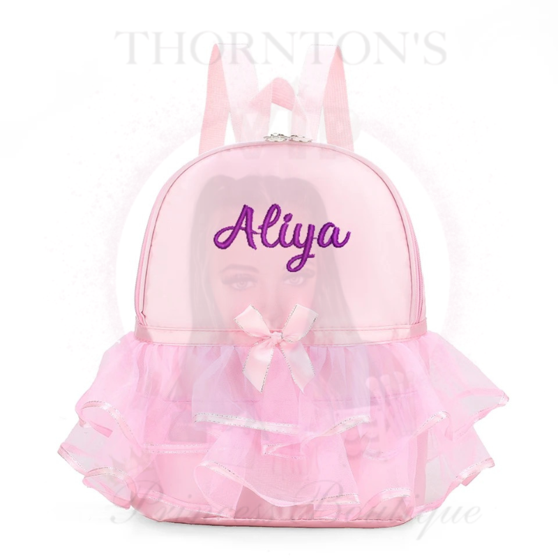 Girls Pink Personalised Ballerina Backpacks