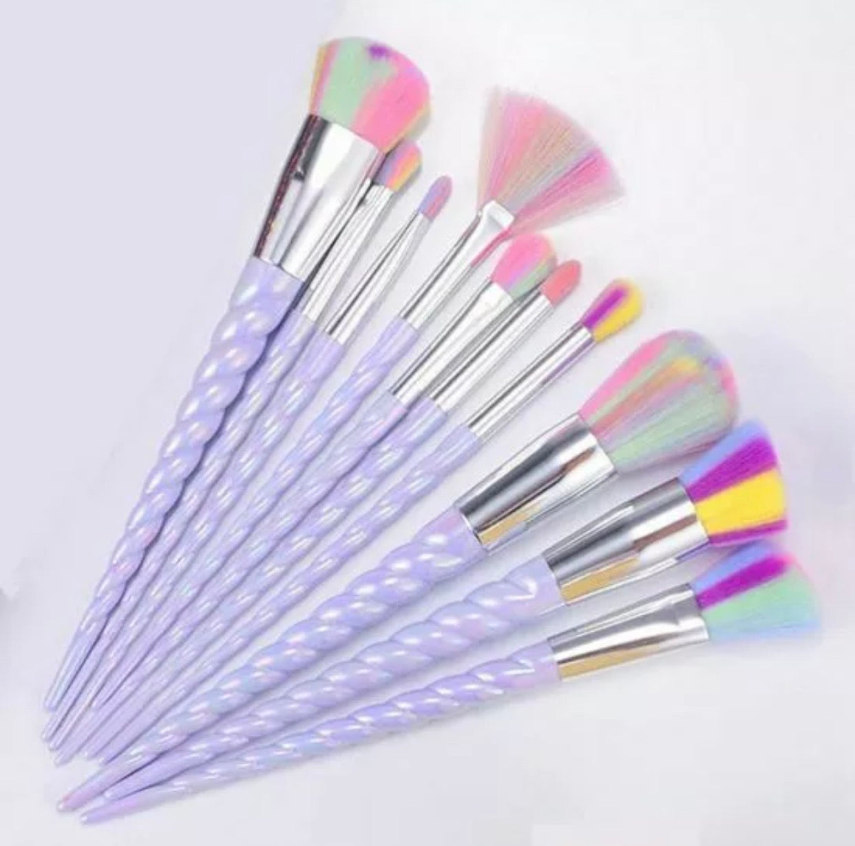 Purple Unicorn Rainbow 10Pc Make Up Brush Set