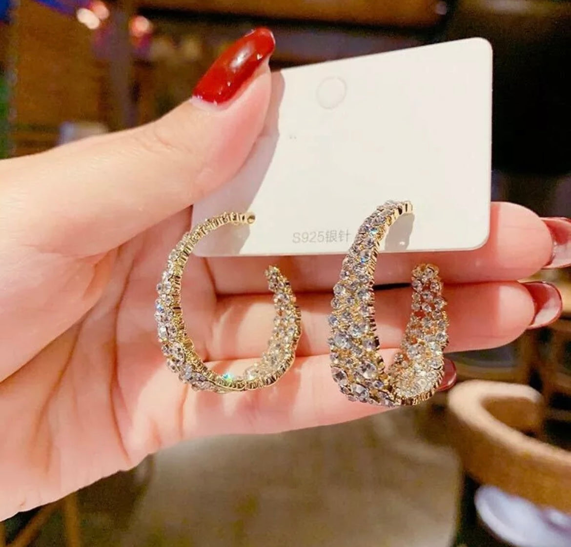 Diamanté Ring Earrings