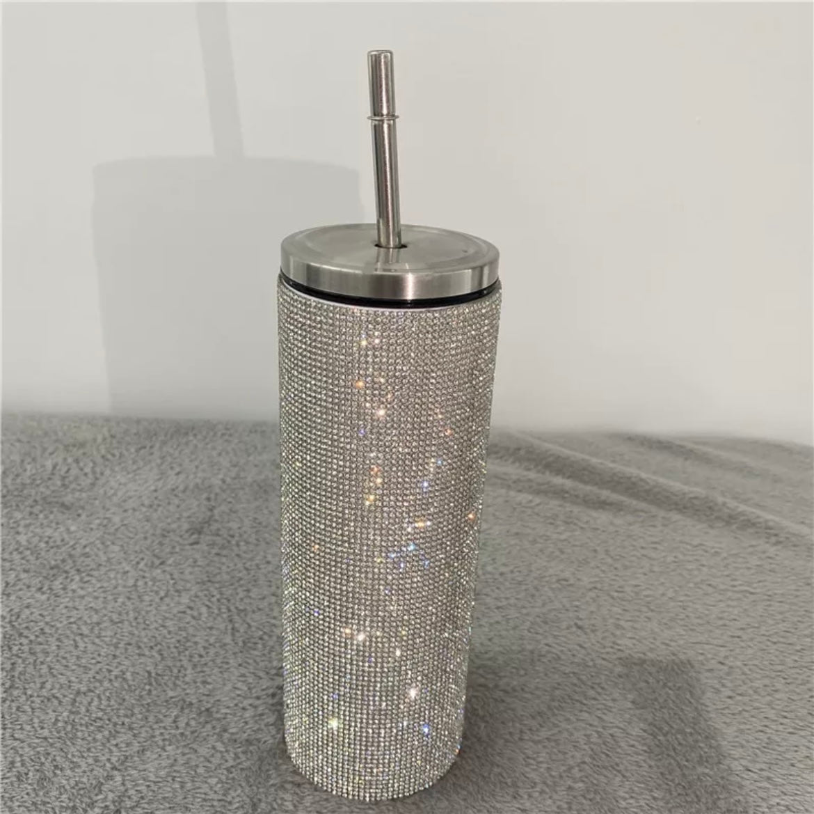 Bling Thermo Drinking Cup With Straw - Various Colours