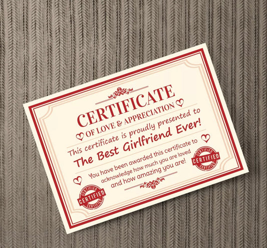 Valentines Day Novelty Gift Certificate