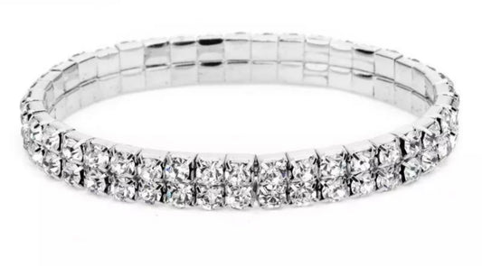 Silver Diamanté Rhinestone Stretchy Anklet