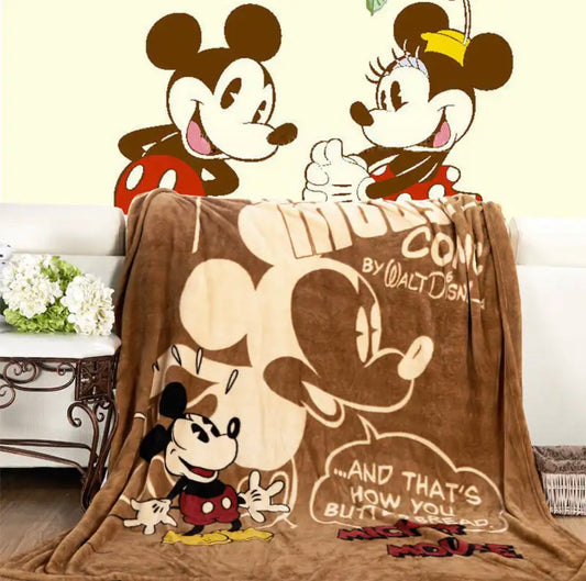 Kids Mickey & Minnie Brown Throw