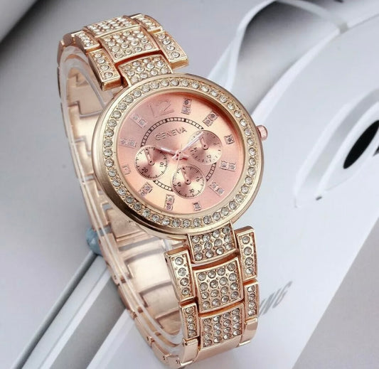 Women’s Rose Gold Crystal Bling Wristwatch