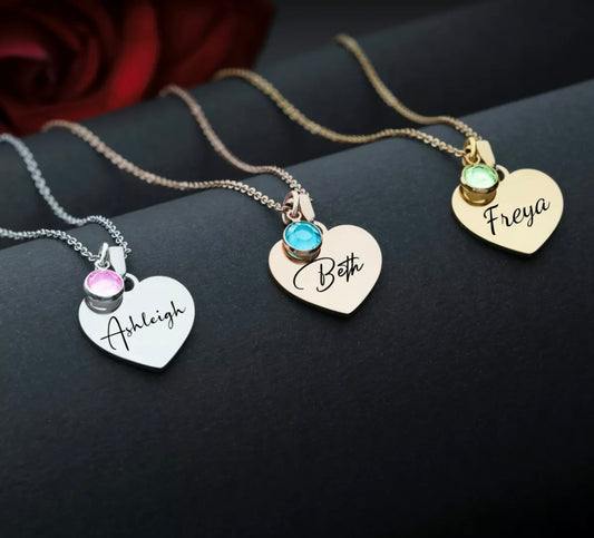 Heart Birthstone Personalised Necklace