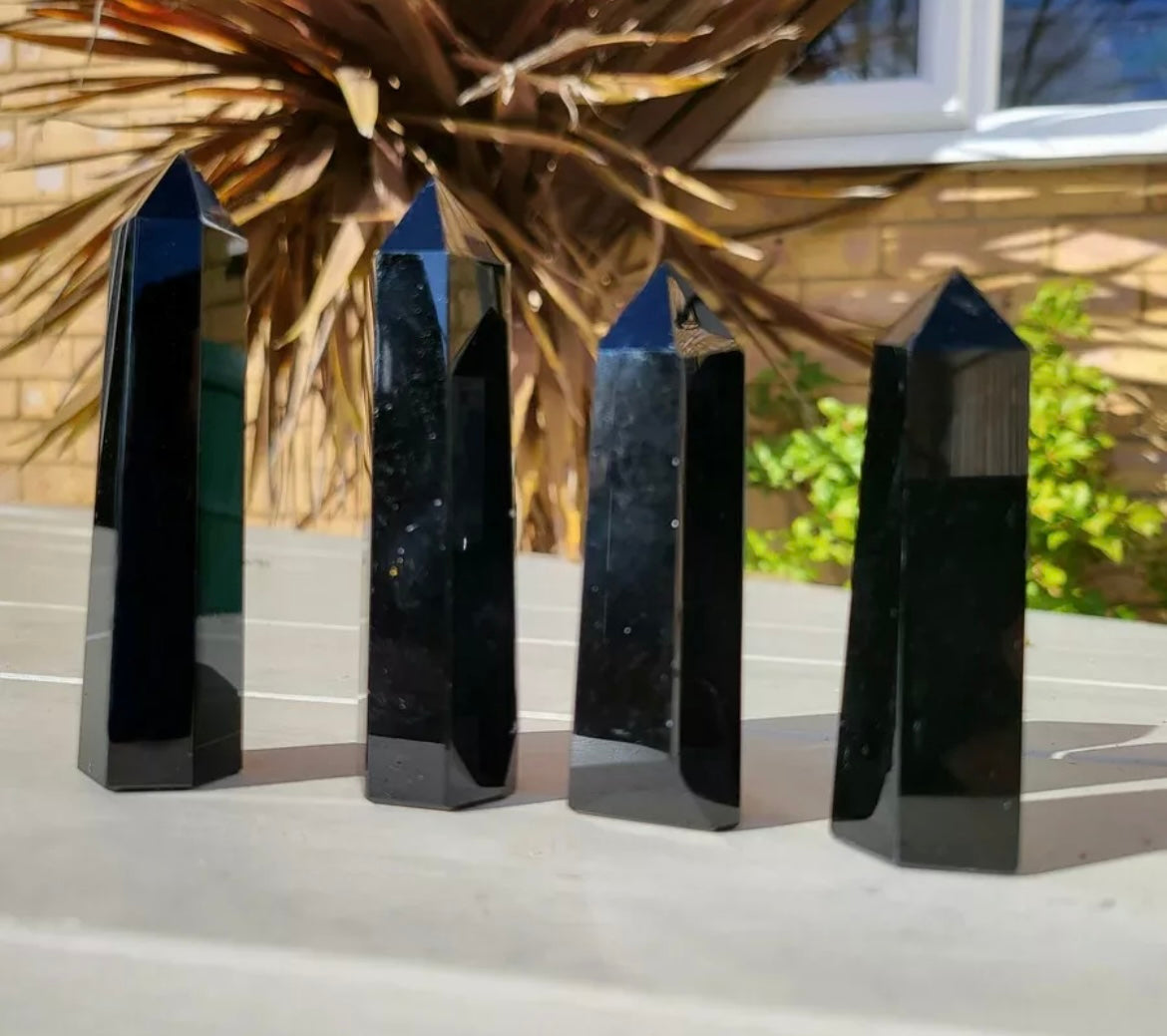 Black Obsidian Quartz Tower