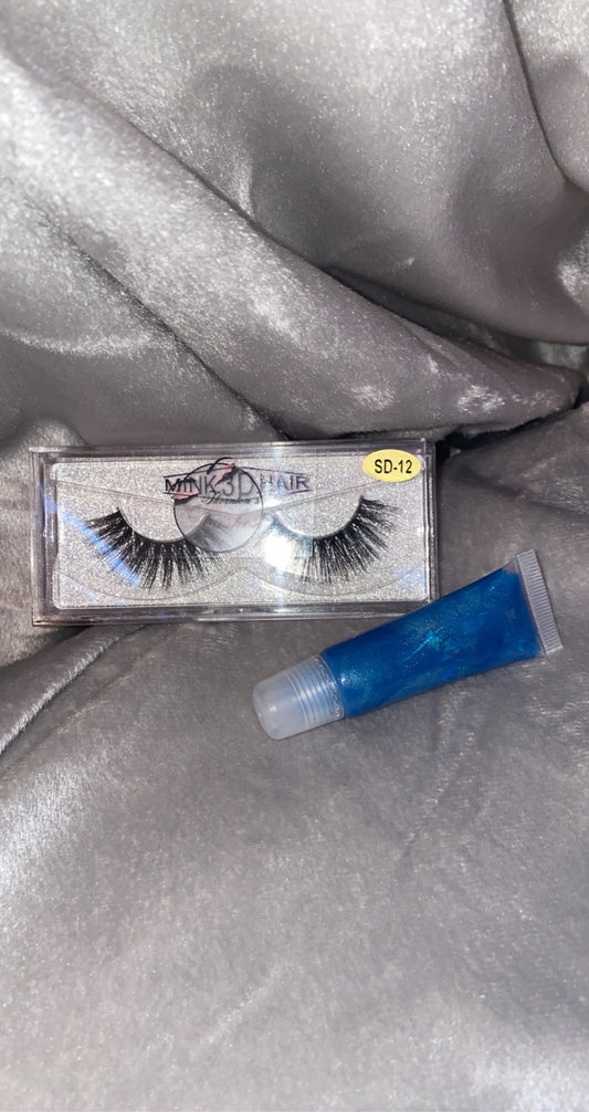 Aqua Eyelash & Lipgloss Bundle