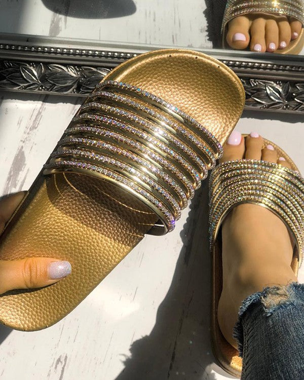 Shiny Strappy Non-Slip Sandals