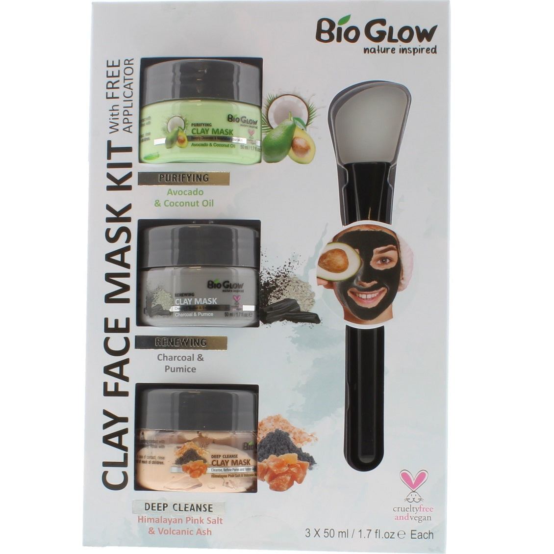Bio Glow Clay Face Mask Kit with Applicator Gift Set