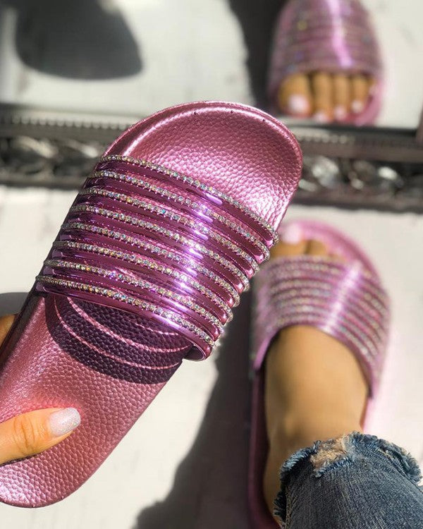 Shiny Strappy Non-Slip Sandals